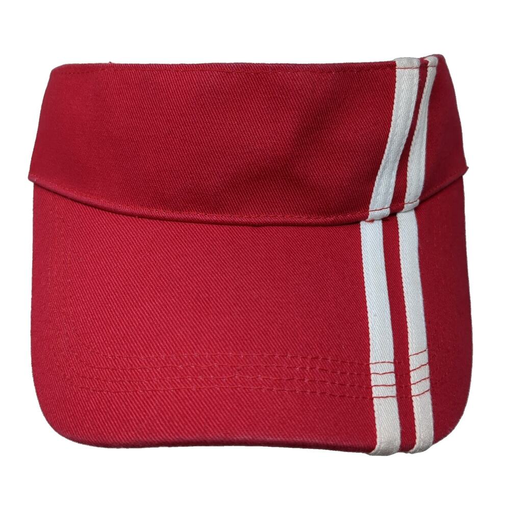 Summer Living Strapback Sun Visor Cap Red One Size Adjustable 2 Stripes Cotton